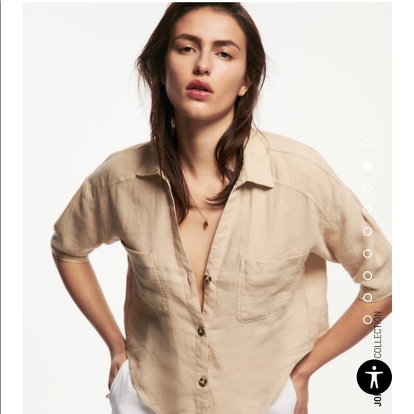 Zara | Tops | Zara Size M Short Sleeves Linen Shirt | Poshmark